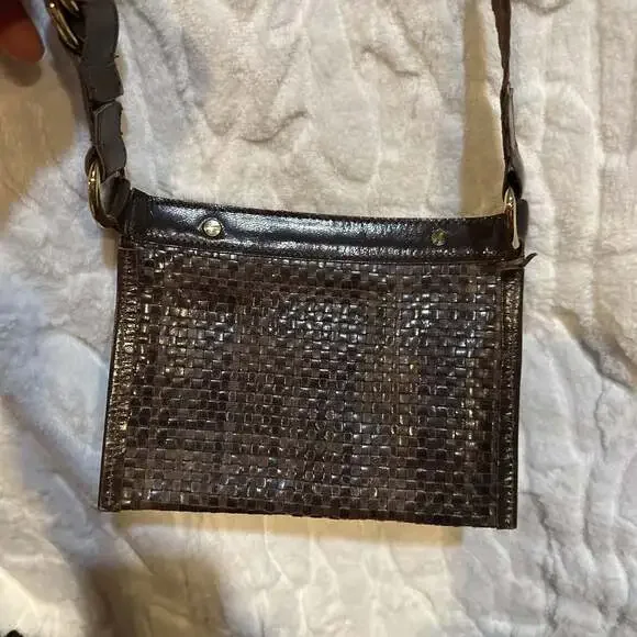 Michael Kors Dark Brown Woven Leather Shoulder Bag - Picture 4 of 11